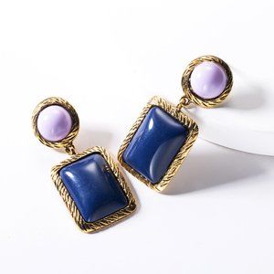 Blue Fashion Statement square Drop Earring